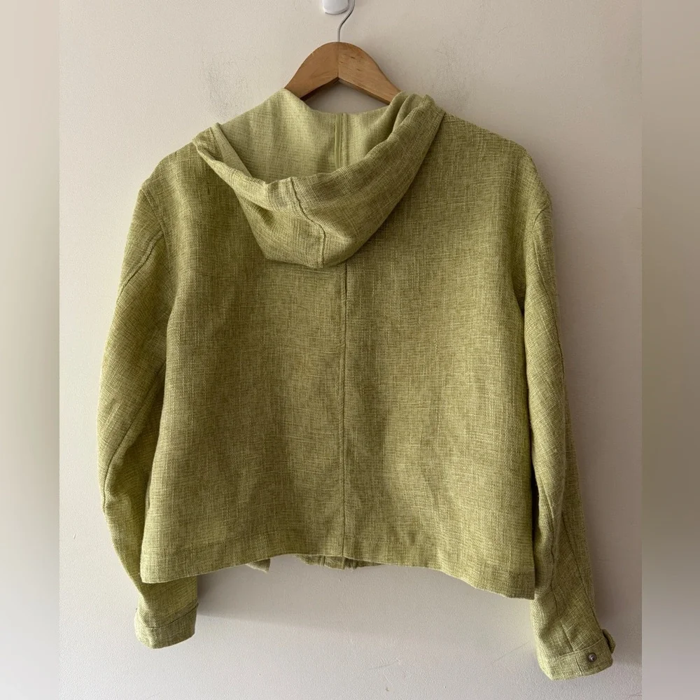 Avec Les Filles Sage Green Boxy Shirt Hoodie Jacket Woven Anthropologie - Picture 7 of 9